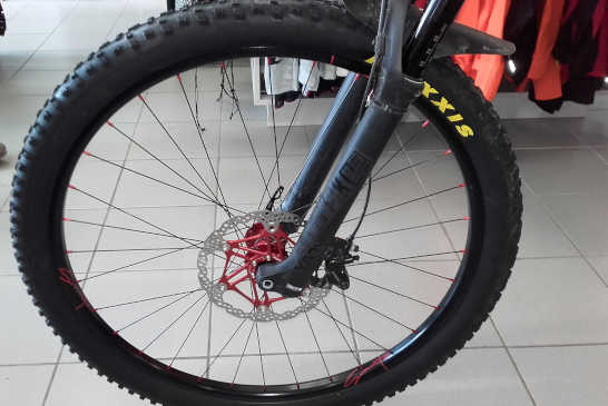 Roues VTT eBike 29er ZTR Arch MK3, moyeux Hope Pro 4 Red, rayons Sapim Race black et nipples alu Red (4)